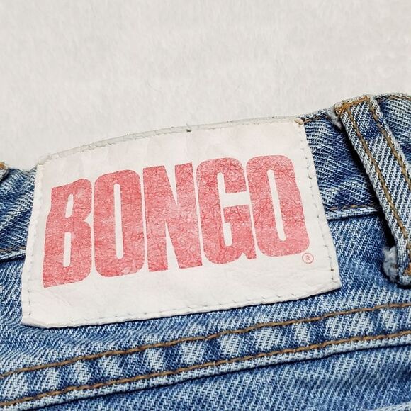 VINTAGE 1980s Bongo Light Stone Wash High Waisted Slim Tapered Skinny Leg Jeans - Picture 16 of 16